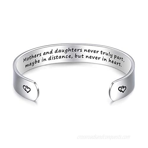 Mom Gifts Bracelets Mothers and Daughters Never Truly Part Maybe In Distance But Never In Heart Moms Bracelet Gift from Daughter