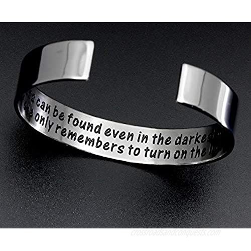 MS.CLOVER Encouragement Gift Happiness Can be Found Even in The Darkest of Times If One Only Remembers to Turn On The Light. Message Cuff