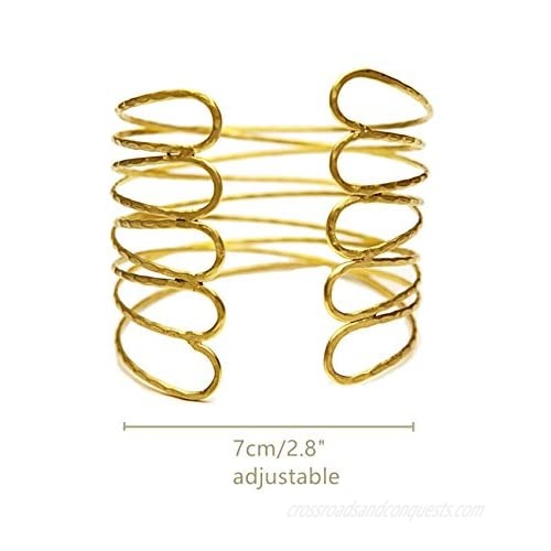 OCTCHOCO Simple Gold Swirl Arm Cuff Fashion Armlet Armband Bangle Bracelet 2.8 Adjustable