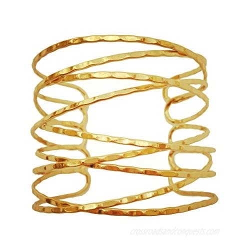 OCTCHOCO Simple Gold Swirl Arm Cuff Fashion Armlet Armband Bangle Bracelet 2.8" Adjustable