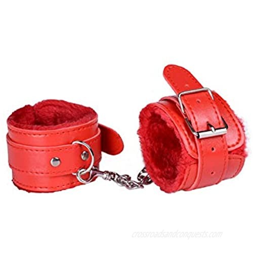 PU Fluffy Wrist Leather Handcuffs Bracelet Leg Cuffs Adjustable Role Play Exercise Bands Leash Sex Detachable for Home Yoga Gyms Party Cosplay Jewelry