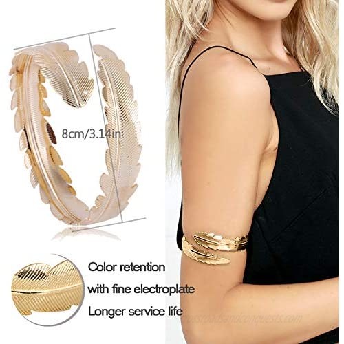 RIOSO 6 Pieces Arm Cuff Upper Arm Band Cuff Bracelet Bangle for Women Silver Gold Adjustable Armband Set
