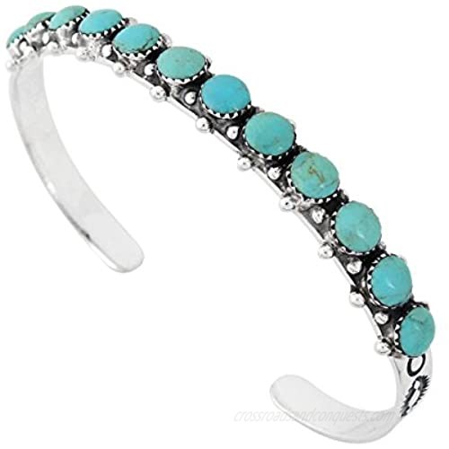 Turquoise Bracelet Sterling Silver 925 Genuine Turquoise Gemstones Cuff Bracelet