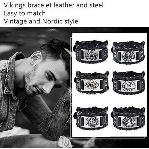 Viking Bracelet Norse Mjolnir - Nordic Bracelet with Thor's Hammer Amulet - Celtic Pagan Jewelry of Talisman (Mjolnir Silver)