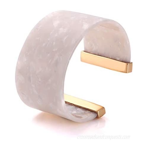 Wide Cuff Bangle Bracelet for Women Acrylic Resin Tortoise Bangle Bracelet Statement Adjustable Bracelet