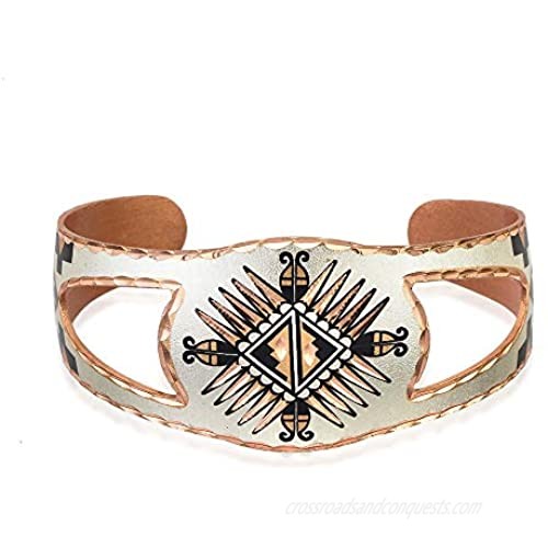 Wildlife Bracelet Adjustable Wide Cuff Bracelet Tapered with Shied-Shape-Cut-Out Like a Knight's Shield Copper Jewelry Handmade