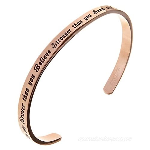 You are Braver than you Believe Stronger than you Seem and Smarter than you Think Cuff Bangle Bracelet