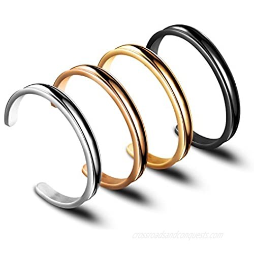 Zuo Bao Hair Tie Bracelet High Polishing Stainless Steel Grooved Cuff Bangle for Women Girls