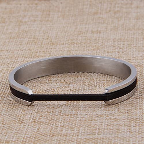 Zuo Bao Handstamped Inspirational Message Hair Tie Bracelet Stainless Steel Grooved Cuff Bangle for Women Girls