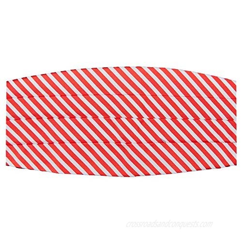 Jacob Alexander Men's Christmas Candy Cane Red White Stripe Cummerbund