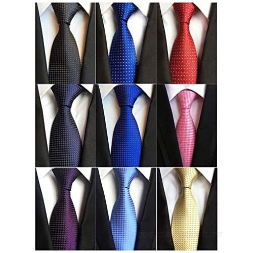 Adulove Men's Necktie Classic Silk Tie Woven Jacquard Neck Ties 9 PCS