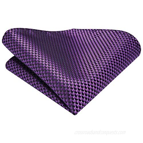Dubulle Mens Tie Set Solid Paisley Necktie for Men Pocket Square Cufflinks Formal Silk