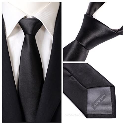 Fortunatever Mens Solid Color Tie For Men Handmade Neckties With Multiple Colors+Gift Box