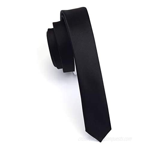 GUSLESON Fashion 1.38"（3.5cm）Solid Color Formal Necktie For Men + Gift Box