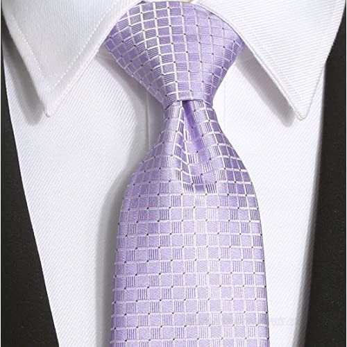 KissTies Mens Necktie Solid Color Checkered Ties For Men