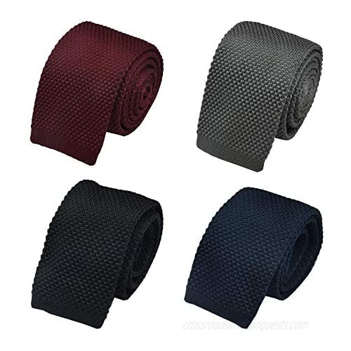 Knit Tie For Men Solid Slim Casual Business Knitted Ties Set 4 Pack