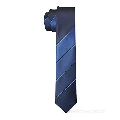 Manoble Men's Blue Black Gradient Striped Necktie 2.75 Inches Ties for Men + Gift Box