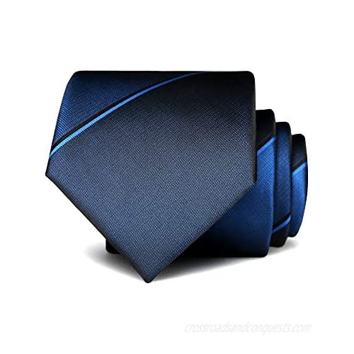 Manoble Men's Blue Black Gradient Striped Necktie 2.75 Inches Ties for Men + Gift Box