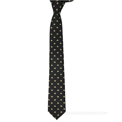 MENDEPOT Bee Necktie With Box Microfiber Jacquard Gold Bee Pattern tie