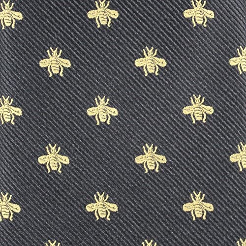 MENDEPOT Bee Necktie With Box Microfiber Jacquard Gold Bee Pattern tie