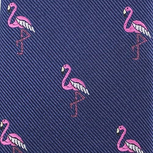 MENDEPOT Flamingo Necktie With Box Microfiber Jacquard Flamingo Pattern Men Tie Wedding Suit Accessory Gift Tie