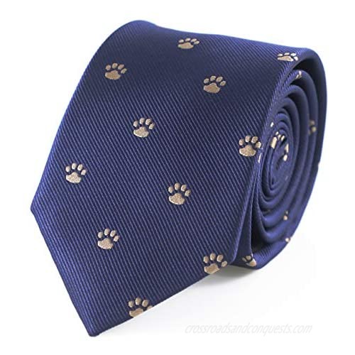 MENDEPOT Puppy Dog Paw Print Pattern Necktie With Gift Box Dog Foot Print Tie