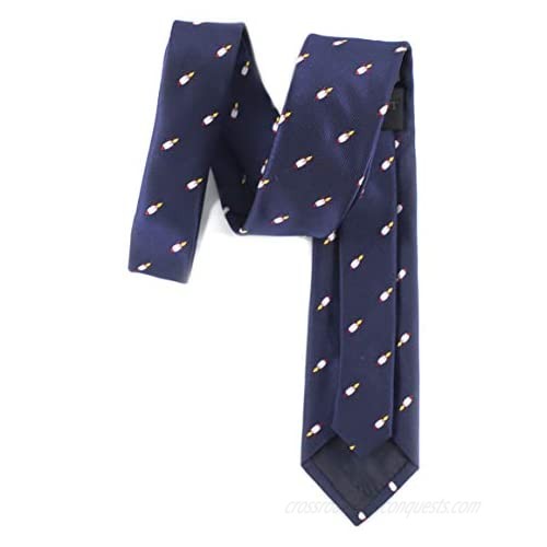 MENDEPOT Rocket Pattern Necktie With Box Spaceship Navy Blue Tie