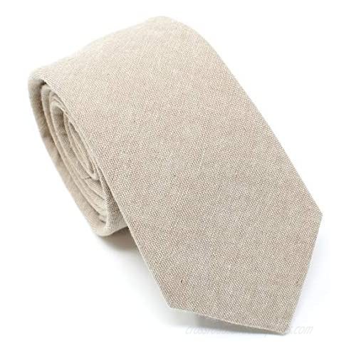 Men's Chambray Cotton Skinny Necktie Tie Textured Distressed Style - 2 1/2 Width