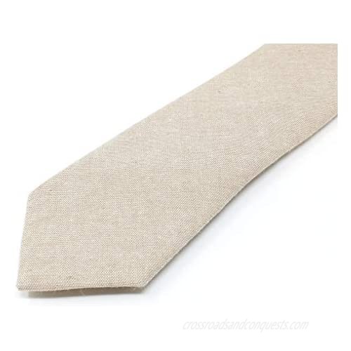 Men's Chambray Cotton Skinny Necktie Tie Textured Distressed Style - 2 1/2 Width