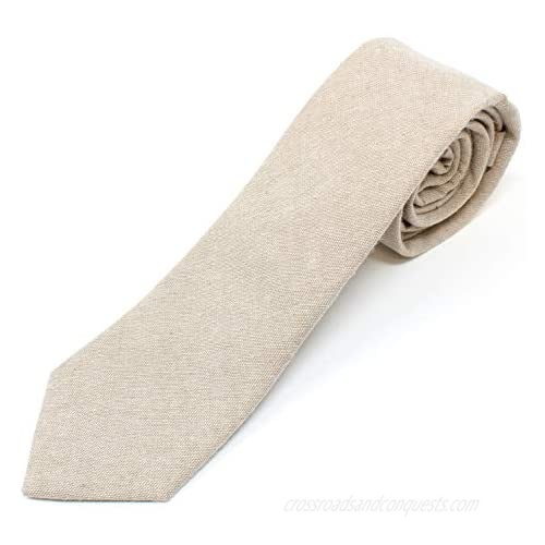 Men's Chambray Cotton Skinny Necktie Tie Textured Distressed Style - 2 1/2" Width
