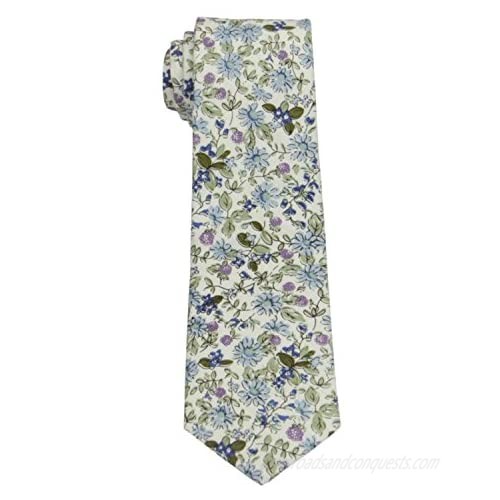 Mens Cotton Floral Print Ties - Wedding Neckties - Slim Tie