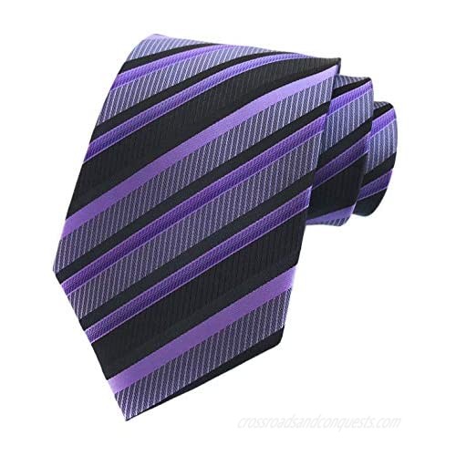 Secdtie Men's Classic Stripe Jacquard Woven Silk Tie Formal Party Suit Necktie