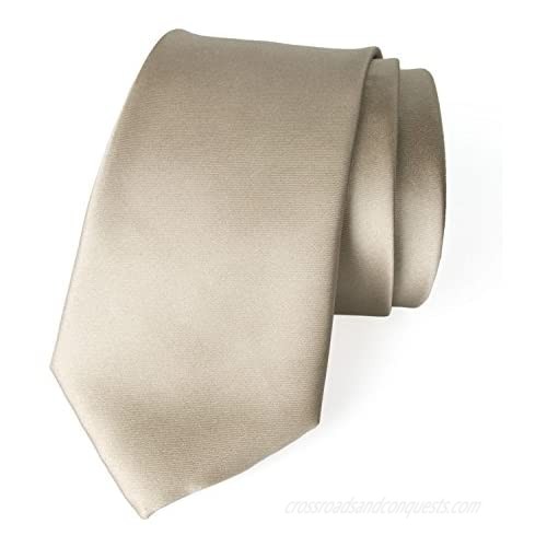 Spring Notion Men's Solid Color Satin Microfiber Tie  Regular and Skinny Width