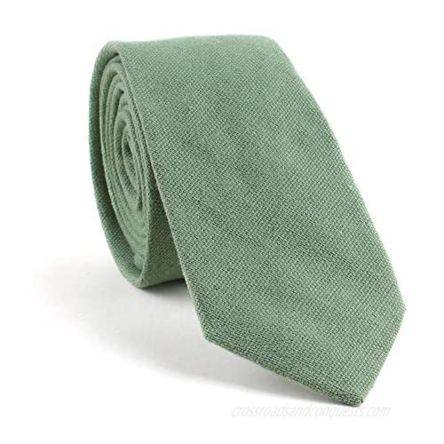 TAGERWILEN Cotton Solid Skinny Men's Necktie 2.36" Tie