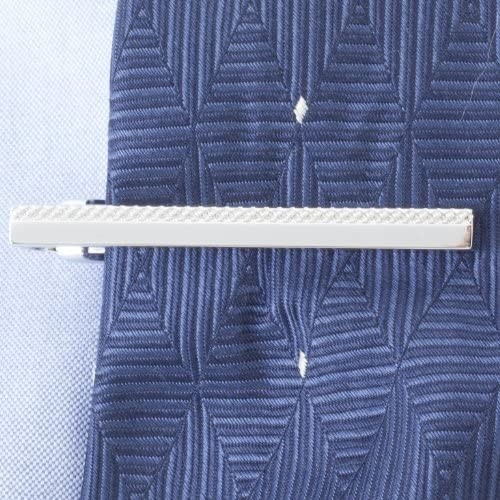 Tateossian Mens 45 CM Rhodium Rectangular Tie Clip - Silver