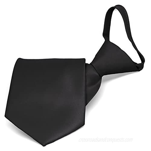 TieMart Black Solid Color Zipper Tie  20" Length