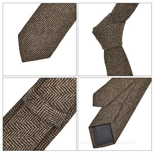 VOBOOM Mens Necktie Skinny Tie Tweed Pattern Woolen Neck Tie