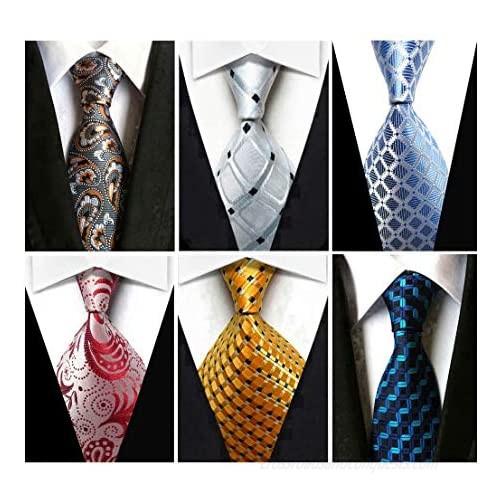 Wehug Lot 6 PCS Men's Ties Silk Tie Woven Necktie Jacquard Neck Ties Classic Ties For Men style020