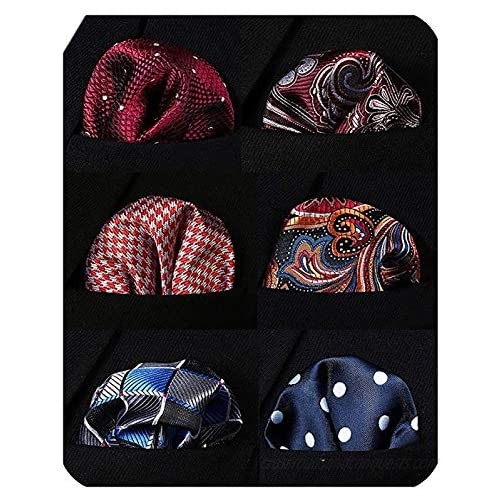 HISDERN 6 Pieces Pocket Squares for Men Assorted Woven Pocket Square Handkerchiefs Set Wedding Gift