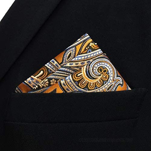 KH6 SHLAX&WING Mens Pocket Square Paisley Orange Handkerchieves Silk Hanky
