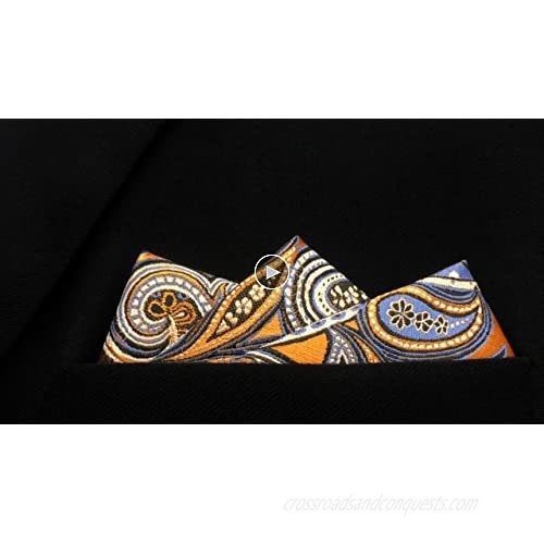 KH6 SHLAX&WING Mens Pocket Square Paisley Orange Handkerchieves Silk Hanky