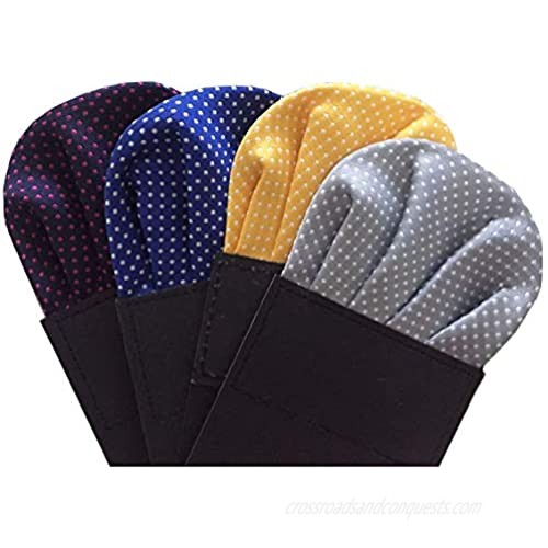 Men's PreFolded Pocket Squares On Card Assorted colors Polka dots Polyester Stain 3 Style 12 pieces