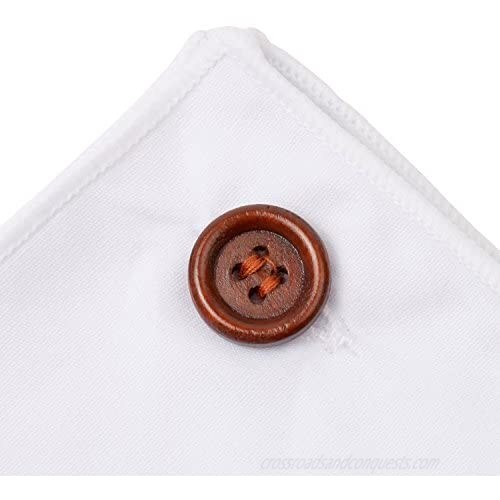 Pocket Square 100% Cotton White w White Trim Button Collection by Puentes Denver