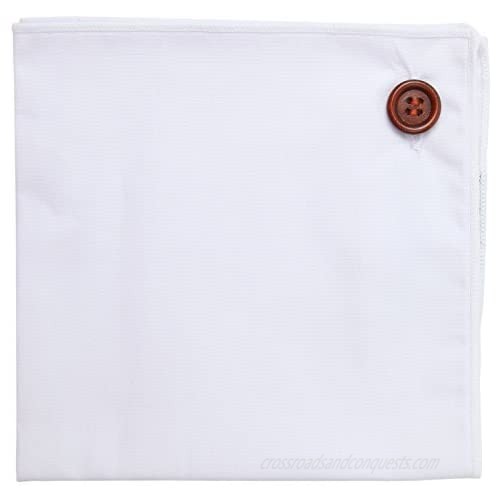 Pocket Square 100% Cotton  White w White Trim  Button Collection by Puentes Denver