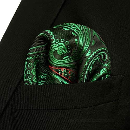 S&W SHLAX&WING Green Paisley Men's Pocket Square XL Wedding Party