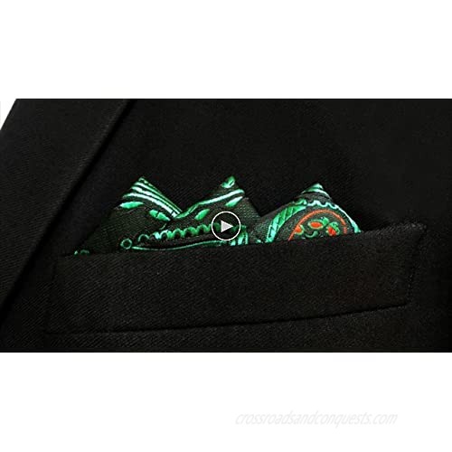 S&W SHLAX&WING Green Paisley Men's Pocket Square XL Wedding Party
