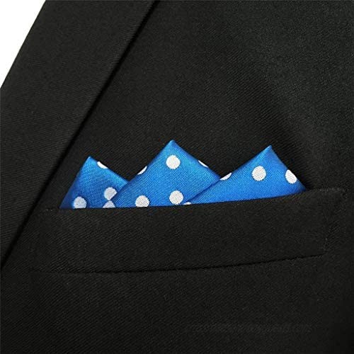 S&W SHLAX&WING Mens Pocket Square Blue Dots for Suit Jacket Large Handkerchief