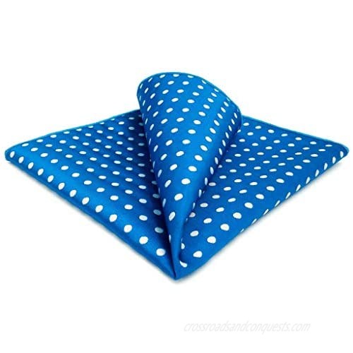 S&W SHLAX&WING Mens Pocket Square Blue Dots for Suit Jacket Large Handkerchief
