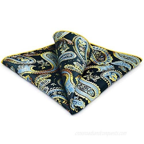 S&W SHLAX&WING Paisley Pocket Square Multicolored for Wedding Party Silk 12.6" Handkerchief