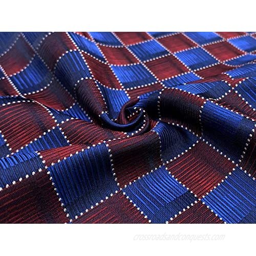 S&W SHLAX&WING Pocket Squares for Men Blue Burgundy Red Checkered